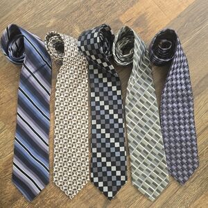 Elegant Men's Tie Set - Black, Gray, Blue, Tan